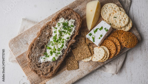 Crunchy rye bread topped wi...