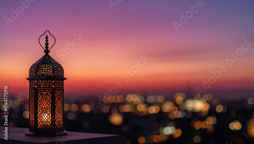 Lantern glowing against twi...