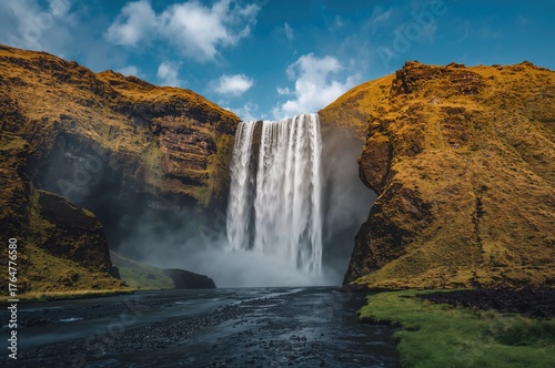 Cascading water amid highla...