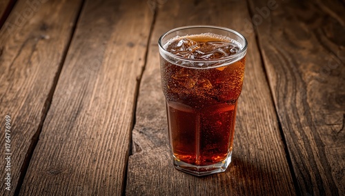 Glass of Cola on Wooden Sur...