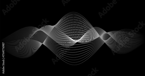 Black background and Radio Signal waves Black and white Design