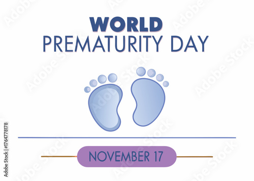 World Prematurity Day Illustration with Baby Footprints and the Date November Seventeenth