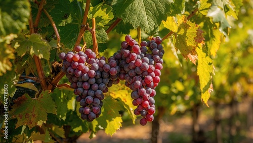 Cluster of dark wine grapes...