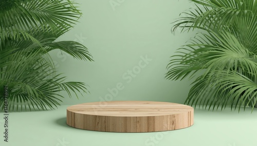 Circular wooden stage with ...