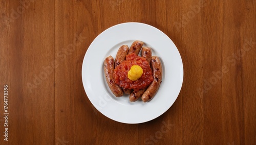 Thin sausages grilled and p...