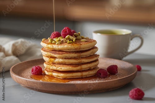 Homemade pancakes layered w...