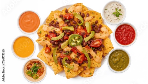 Veggie nachos topped with t...