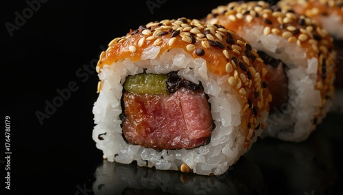 Detailed view of sushi roll...