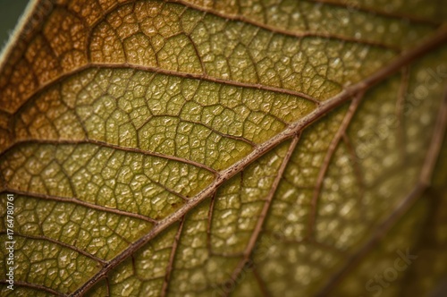 Macro shot of leaf veins an...