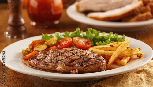 Roasted poultry fillet serv...