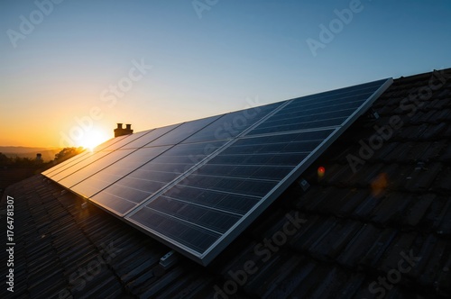 Sunset over rooftop solar c...