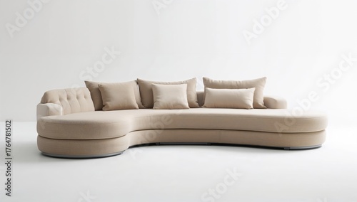 L-shaped brown cream sofa w...