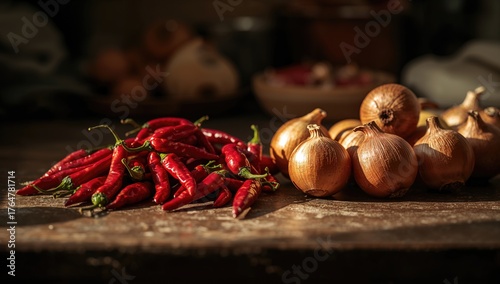Natural Red Peppers and Oni...