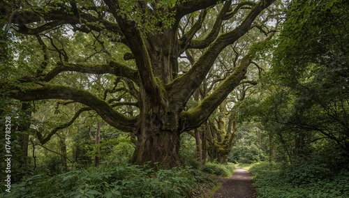 Towering Verdant Trees in a...