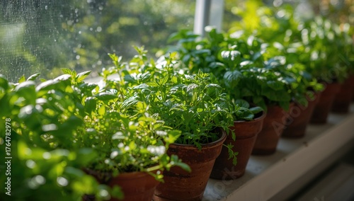 Close-up of multiple potted...