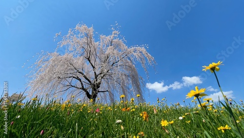 Gazing upward at blossoms h...