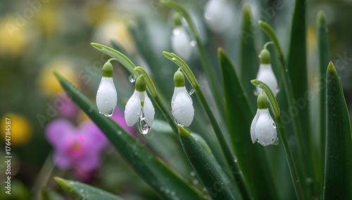 Close-up of snowdrops bloom...