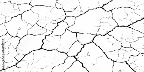 Black and white texture of cracked and abstract grunge texture effect old concrete faded wall dry surface patterns background.
