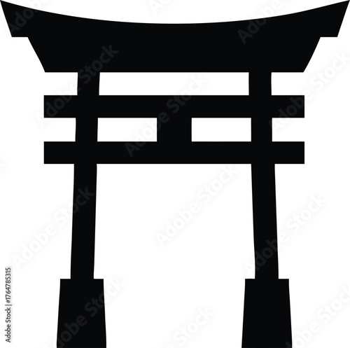 Traditional japanese torii gate silhouette symbol of spiritual entrance and sacred space vector