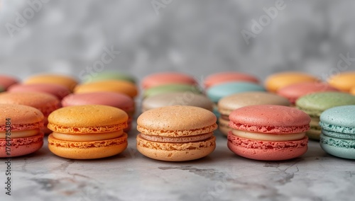 Vibrant macaroon treats dis...