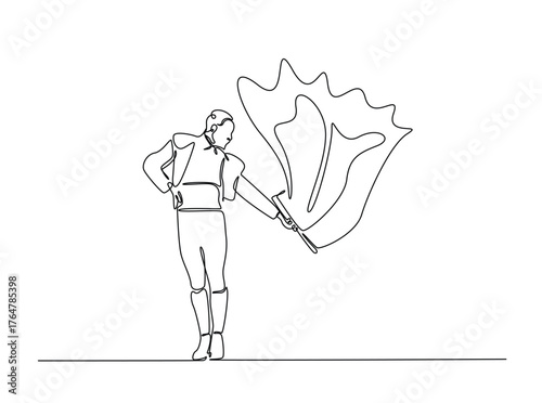 Spanish bullfighter - Matador in single outline illustration. Continuous line art drawing of matador during the bullfight. Editable stroke.