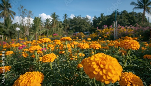Garden of Marigold Blooms i...