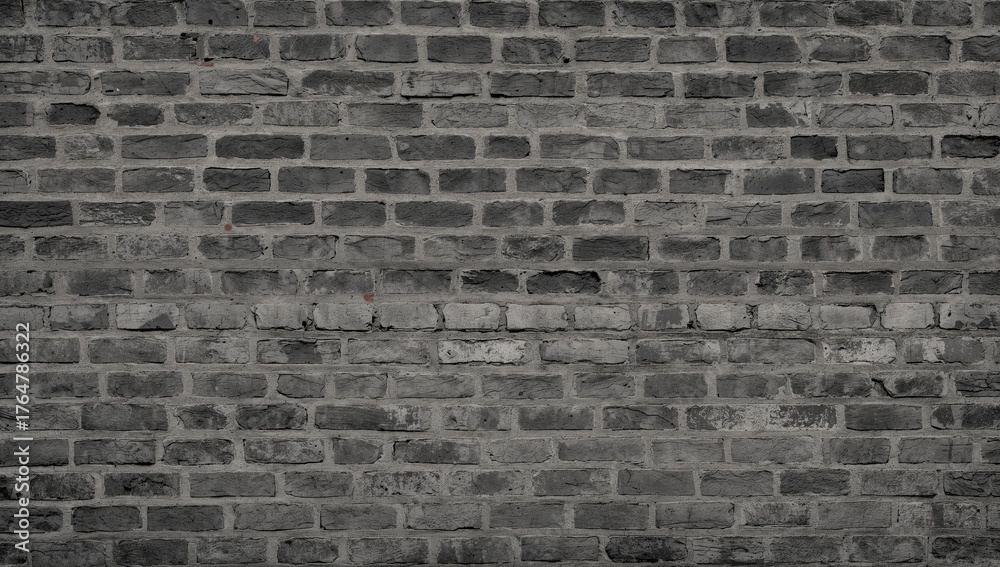 Fototapeta premium A continuous gray brick surface. Brick pattern background or texture, abstract dark designs on bricks