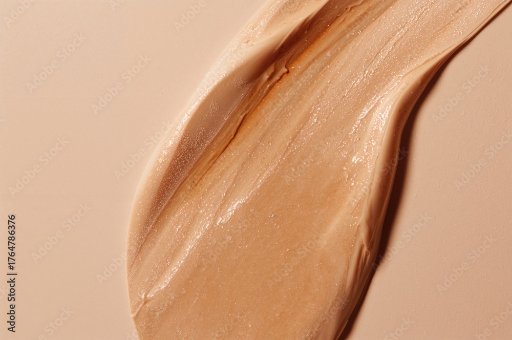 Fototapeta premium Close-up of smudged liquid foundation texture from above