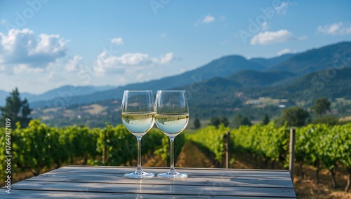 Pair of white wine glasses ...