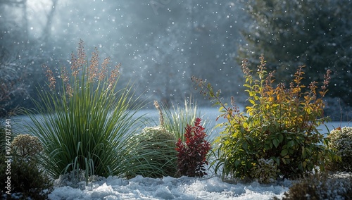 Decorative greenery against...