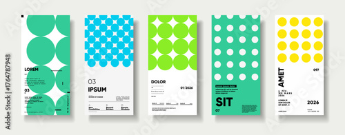 A collection of minimalist posters with geometric backgrounds and clean typography. The versatile vector patterns are perfect for posters,labels, and backgrounds with excellent text legibility.