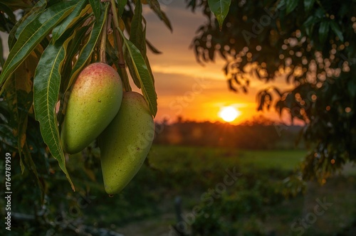 Cluster of ripe mangoes on ...