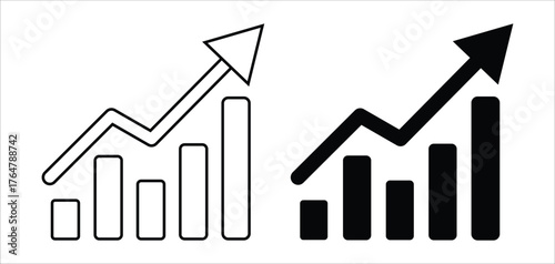 Growing graph icon flat Vector design,
