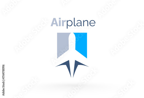 Airplane logo silhouette plane vector white background