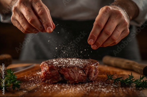 Culinary expert seasoning a...