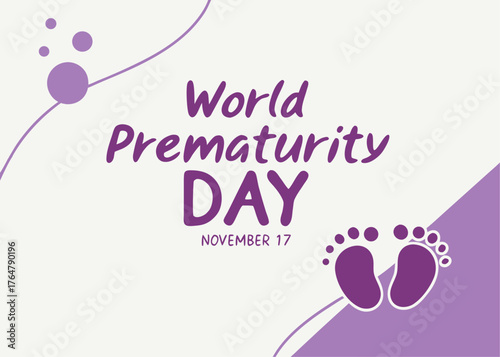 World Prematurity Day November 17th with Baby Footprints and Purple Color Scheme Design
