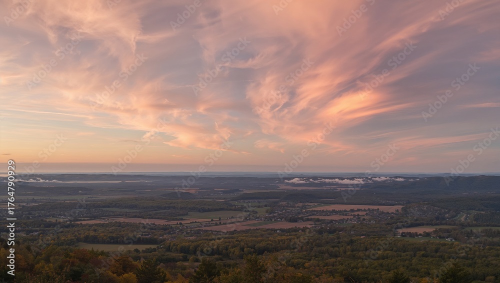 Fototapeta premium Evening sky resembling cotton candy hues