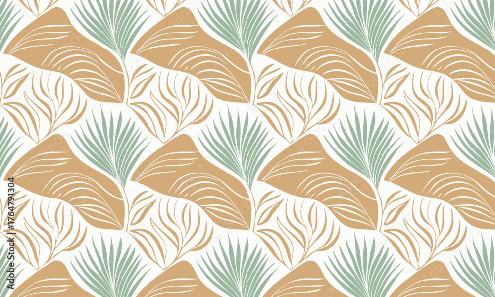Fototapeta premium Elegant Abstract Seamless Pattern with Hand-Drawn Flowing Botanical Shapes