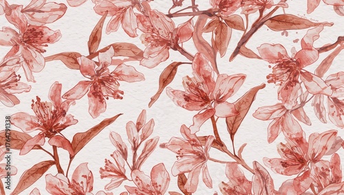 Watercolor artwork of a vibrant red Ixora flower against a plain white backdrop