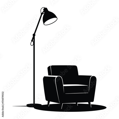 Armchair and Floor Lamp Vector Illustration
