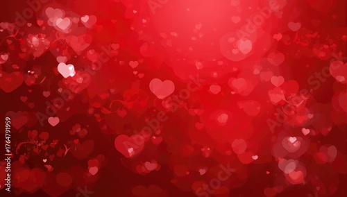 Red heart-shaped bokeh ligh...