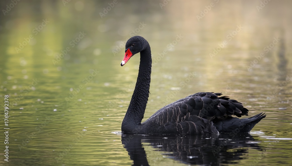 Obraz premium Gentle illumination near a dark waterfowl