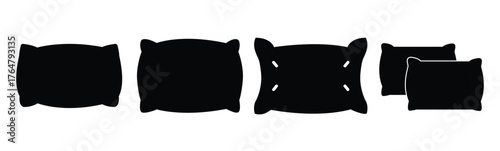 Pillow icon set. Clean bed sheet outline filled solid icon vector.