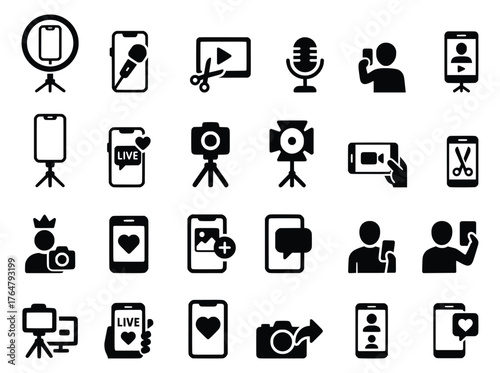 Social Media Streaming Icons Set