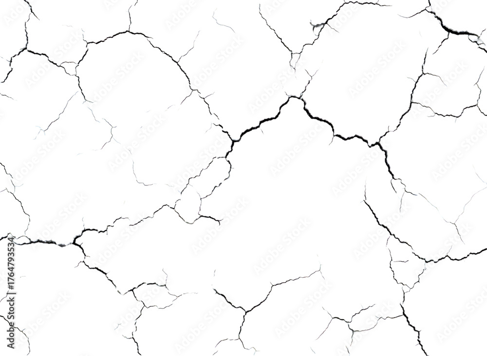 Obraz premium Cracked dry earth texture pattern isolated on transparent background