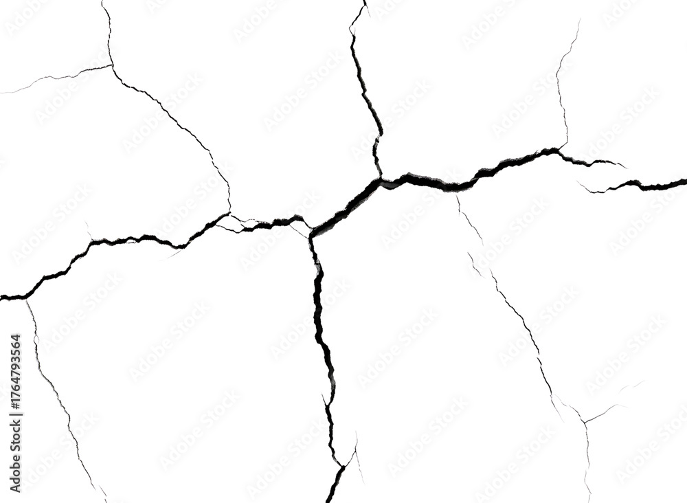 Obraz premium Cracked dry earth texture pattern isolated on transparent background