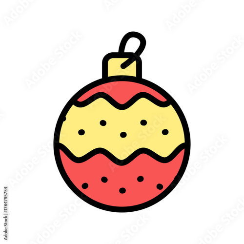 Gingerbread Christmas ball cookie color icon. Xmas design element. Cracker, biscuit, snack symbol. Traditional Christmas cookies. Vector flat sign isolated on white background.