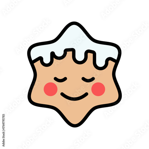 Gingerbread star cookie color icon. Xmas design element. Cracker, biscuit, snack symbol. Traditional Christmas cookies. Vector flat sign isolated on white background.