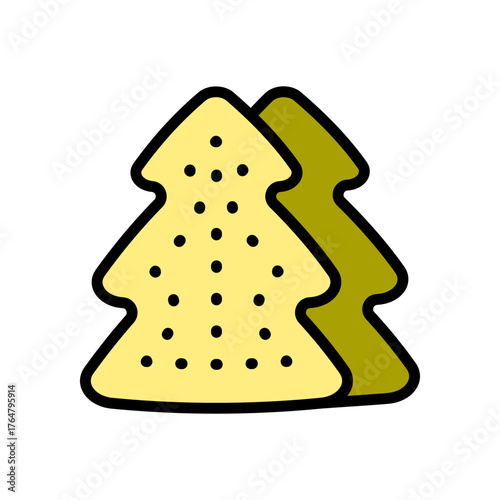Christmas tree color icon. Xmas design element. Gingerbread Christmas Tree Cookies. Simple vector illustration.