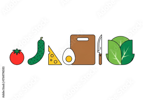 Collection of food items vector illustration isolated on transparent background